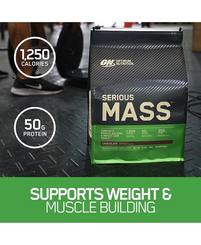 Optimum Nutrition, Serious Mass, 50g Protein Powder, Chocolate, 12 lb, 16 Servings