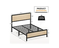 gaomon Queen Metal Bed Frame with Rattan Headboard and Footboard, Platform Safe Rounded Corners, Under Storage, Strong S