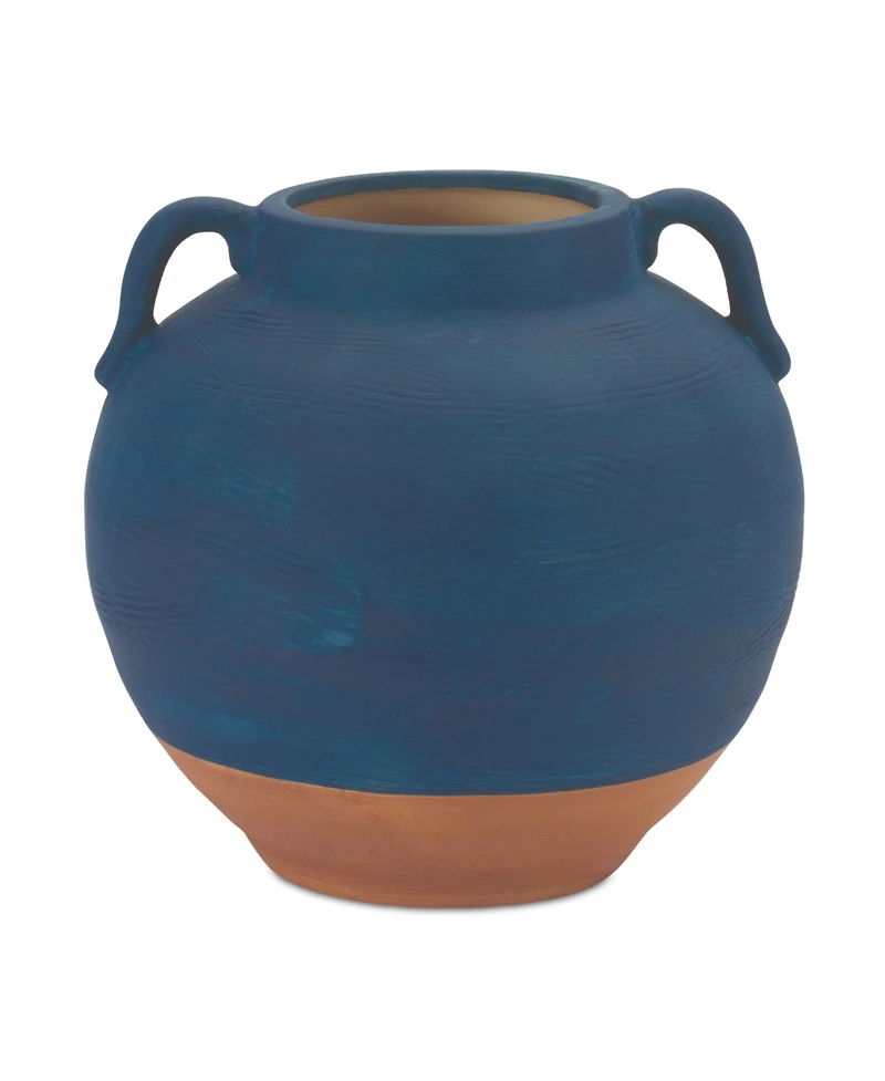 Slickblue Ceramic Urn Vase With Terra Cotta Accent 7"h