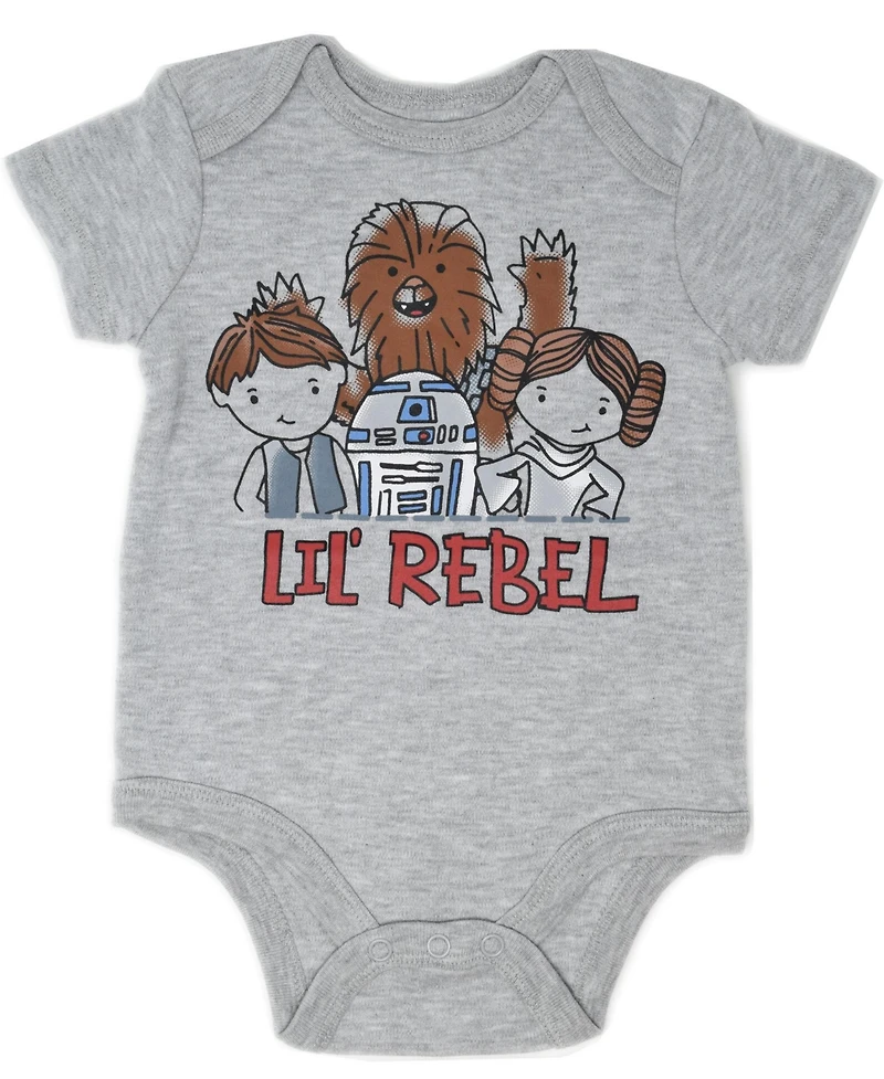 Star Wars Baby Boys Chewbacca C-3PO R2-D2 Darth Vader Yoda 5 Pack Short Sleeve Bodysuits