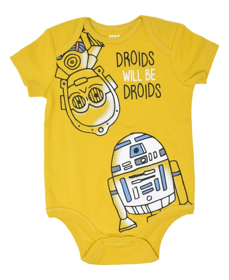 Star Wars Baby Boys Chewbacca C-3PO R2-D2 Darth Vader Yoda 5 Pack Short Sleeve Bodysuits