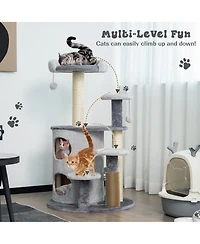 Sugift 40 Inch Cat Tree Tower Multi-Level Activity Tree with 2-Tier Cat-Hole Condo