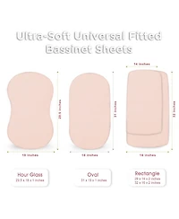 Bublo Baby Bassinet Sheet Set for Boy and Girl, 3 Pack, Universal Fitted Oval, Hourglass & Rectangle Mattress, Sheets.