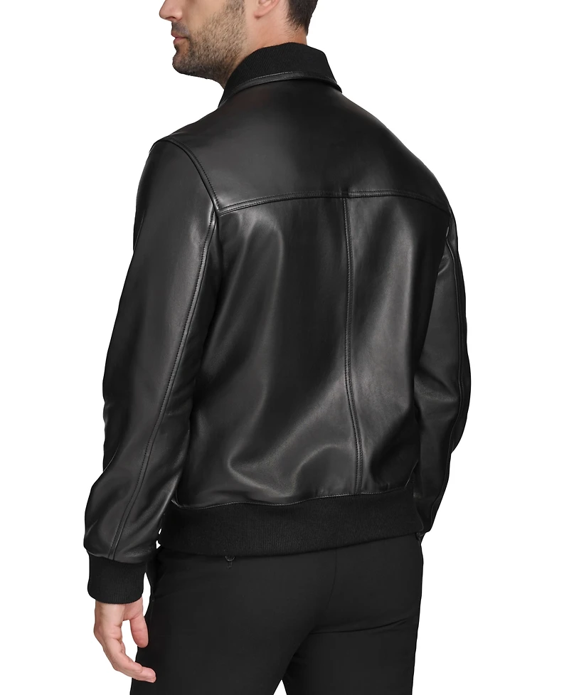 Cole Haan Men's Full-Zip Leather Bomber Jacket