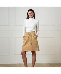Hope & Henry Women's Organic Corduroy Belted Cinch Waist Skirt