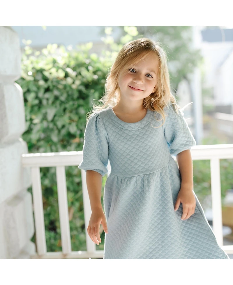 Hope & Henry Girls' Quilted Puff Sleeve Dress