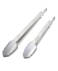 Babish 12" & 9" Locking Kitchen Tong Set, Stainless Steel