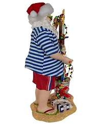 Kurt Adler 10.5-Inch Fabriche Beach Santa with Lighted Sign