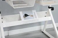 Simplie Fun White Adjustable Tempered Glass Drafting Printing Table With Chair