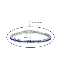 Bling Jewelry 10CT Simple Classic Cubic Zirconia Square Royal Blue Princess Cut Cz Tennis Bracelet Prom Sterling Silver