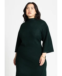 Eloquii Plus Funnel Neck Wide Sleeve Midi Dress