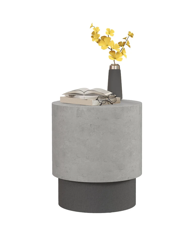 Homcom Concrete Finish Accent Table, Round Side Table,