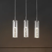 Jonathan Y Mium 21.63" 3-Light Modern Style Iron/Crystal/Glass Integrated Led Linear Pendant, Chrome