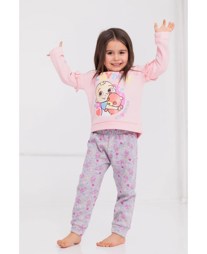 CoComelon Baby Girls Jj Pullover Fleece Sweatshirt and Pants Set to