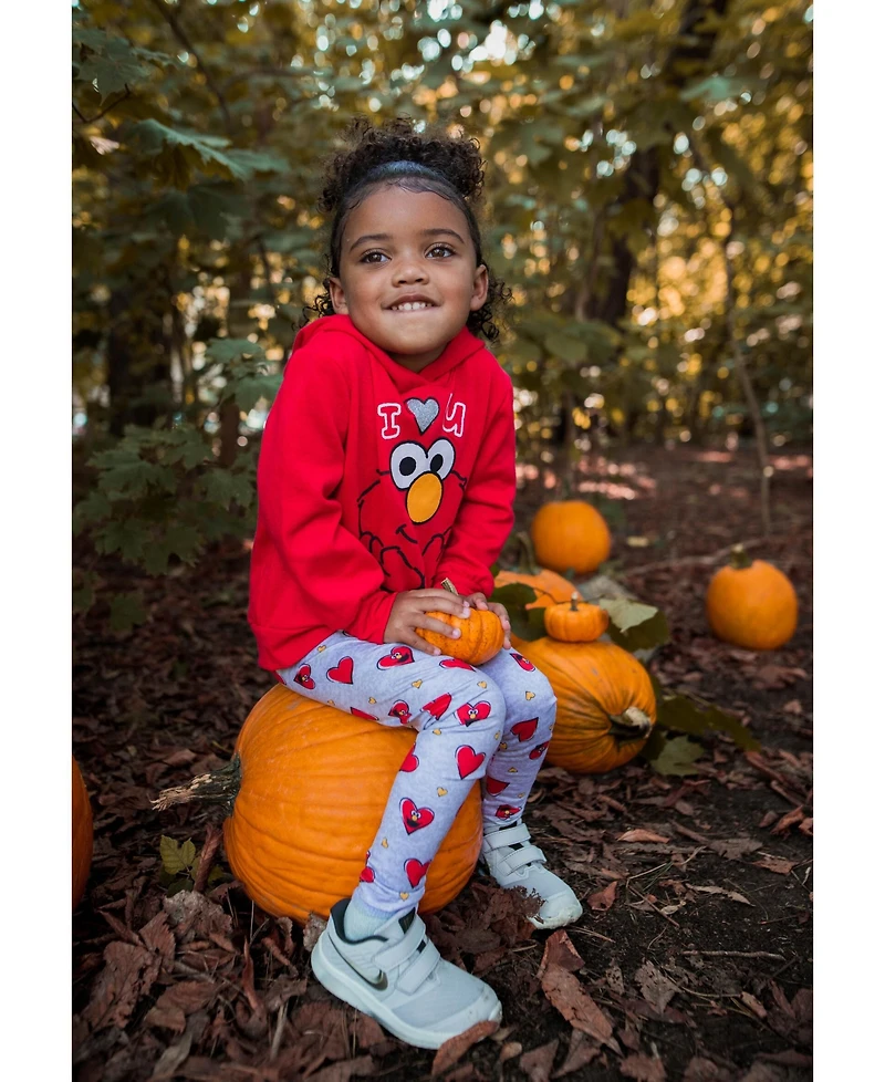 Sesame Street Baby Girls Rainbow Fleece Hoodie and Leggings Outfit Set to