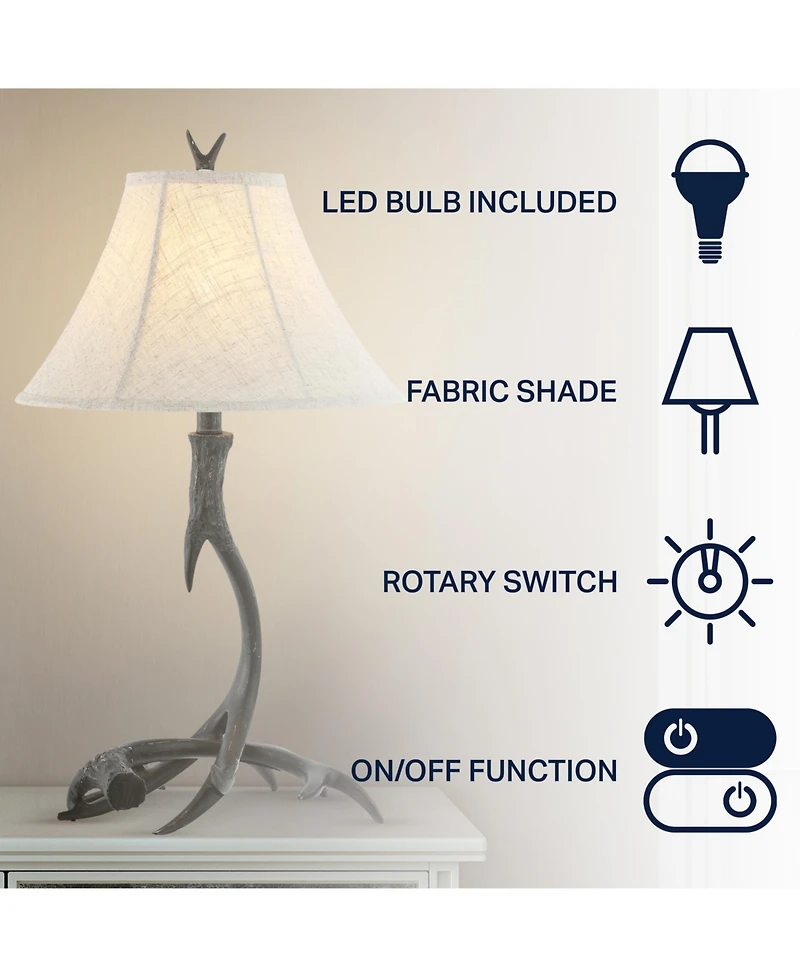 Jonathan Y Antler 27.5" Rustic Resin Led Table Lamp, Beige