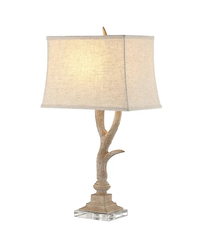 Jonathan Y Antler 29.5" Rustic Resin/Crystal Led Table Lamp, Beige/Clear