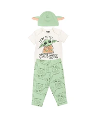 Star Wars Baby Boys The Mandalorian Bodysuit Pants and Hat 3 Piece Outfit Set Newborn to