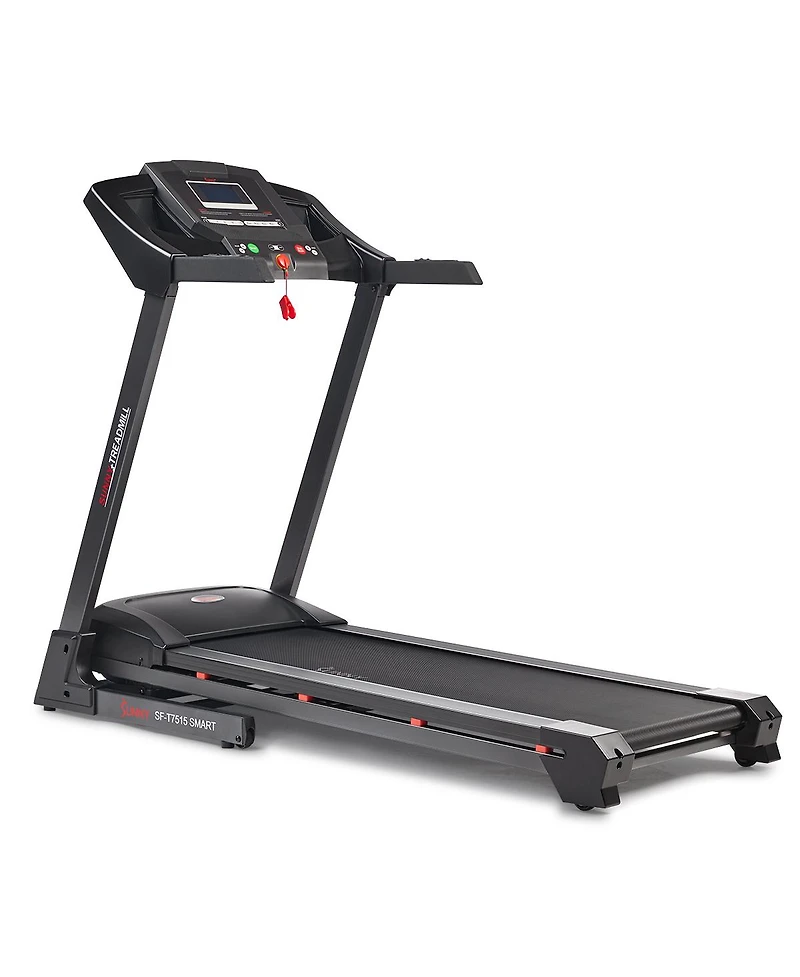 Sunny Health & Fitness Premium Smart Treadmill with Auto Incline, Speed Buttons, Double Deck Technology, Digital Performance Display, Bmi Calculator a