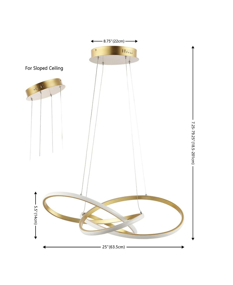 Jonathan Y Alexia 25" Abstract Integrated Led Metal Adjustable Pendant