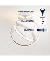 Jonathan Y Nicole 14.25" 2-Light Modern Minimalist Aluminum Ring Integrated Led Semi Flush Mount, Black