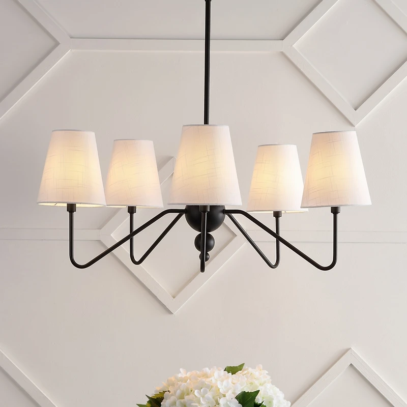 Jonathan Y Skylar 32" 5-Light Classic Minimalist Iron Inverted Gourd Led Chandelier, Black