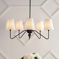 Jonathan Y Skylar 32" 5-Light Classic Minimalist Iron Inverted Gourd Led Chandelier, Black