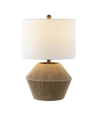 Jonathan Y Alma 21.75" Coastal Rustic Iron/Rope Led Table Lamp, Brown