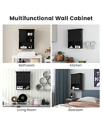 Skonyon 2-Door Wall Mount Bathroom Storage Cabinet with Open Shelf