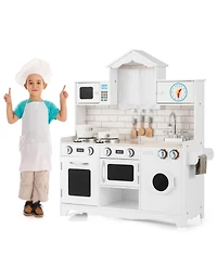 Skonyon Wooden Kids Kitchen with Washing Machine