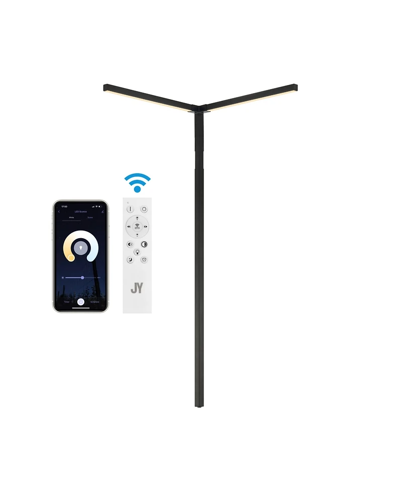 Jonathan Y Madsen 18.25" 2-Light Modern Minimalist Iron Integrated Plug-In Led Sconce for Ceiling Corner with App/Remote Controllers, Black