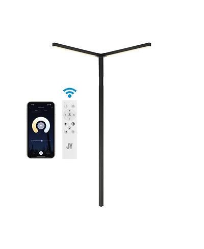 Jonathan Y Madsen 18.25" 2-Light Modern Minimalist Iron Integrated Plug-In Led Sconce for Ceiling Corner with App/Remote Controllers, Black
