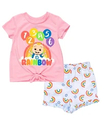 CoComelon Toddler Girls Jj T-Shirt and Shorts Outfit Set to