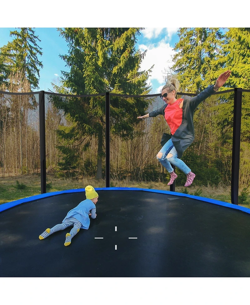 Skonyon 8/10/12/14/15 Feet Outdoor Trampoline Bounce Combo with Safety Closure Net Ladder