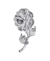 Bling Jewelry Elegant Dress Accessories Large Colorful Floral Bouquet Flower Roses Pave Cz Accent Flower Brooch Lapel Pin Brass