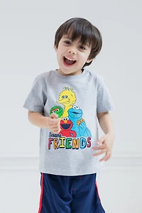 Sesame Street Little Boys Elmo's Book of Friends 2 Pack T-Shirts and Board Book Set