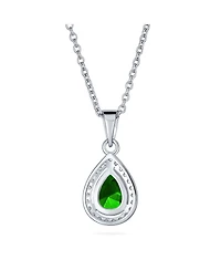 Bling Jewelry Cubic Zirconia Classic Large Cz Teardrop Solitaire Pendant Necklace .925 Sterling Silver