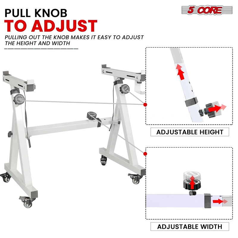 5 Core Keyboard Stand w Wheels Heavy Duty White Height Width Adjustable Z Style Digital Piano Stands Ks Z1 Wh Hd Whls