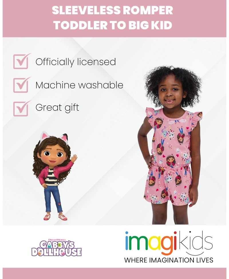 Gabby's Dollhouse Girls French Terry Sleeveless Romper