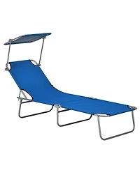 Outsunny Outdoor Chaise Lounge ning Chair, Folding W/ Sun Shade,