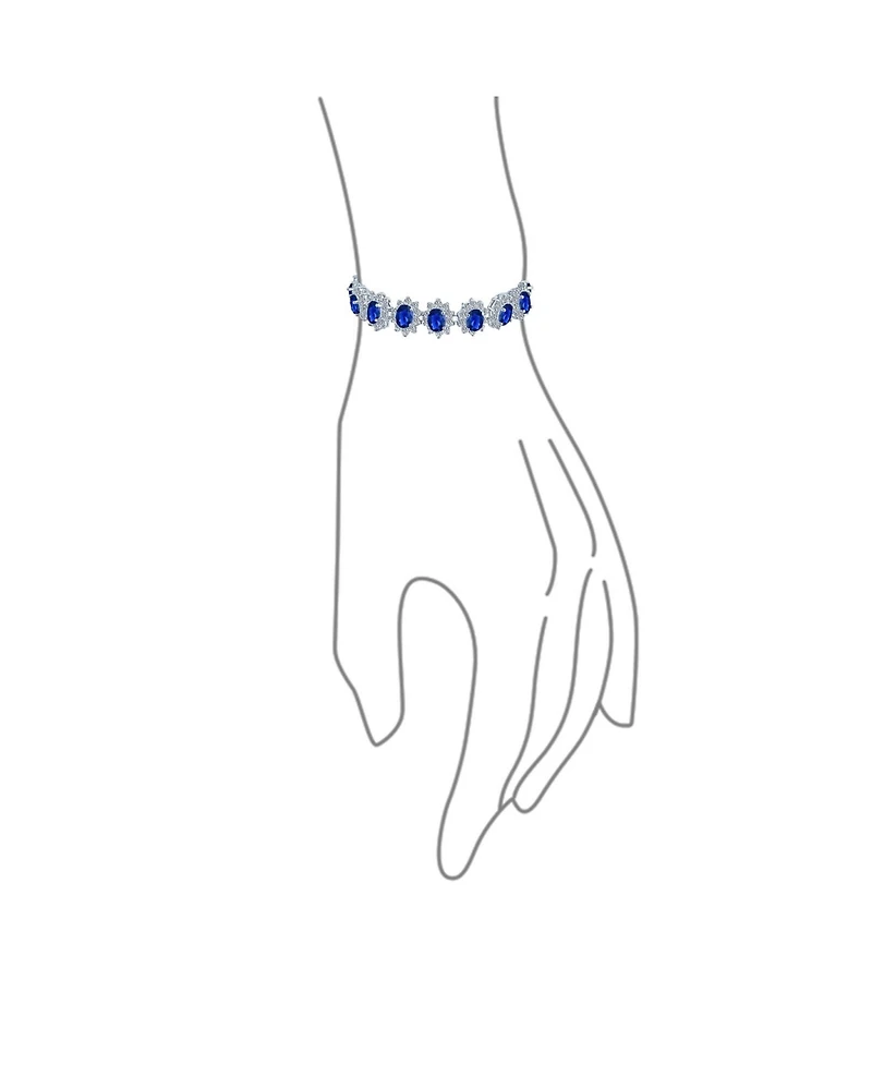 Bling Jewelry Crown Halo Large Oval Cz Fashion Tennis Statement Bracelet Cubic Zirconia Silver Plated Brass