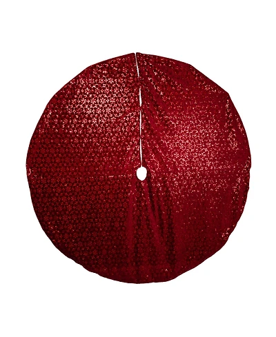 Kurt Adler 72-Inch Burgundy Sequin With Metallic Cord Tree Skirt