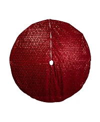 Kurt Adler 72-Inch Burgundy Sequin With Metallic Cord Tree Skirt