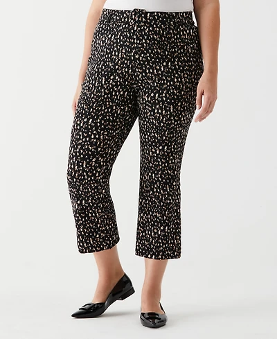 Ella Rafaella Plus Size Printed Crop Bootcut Pant with Belt