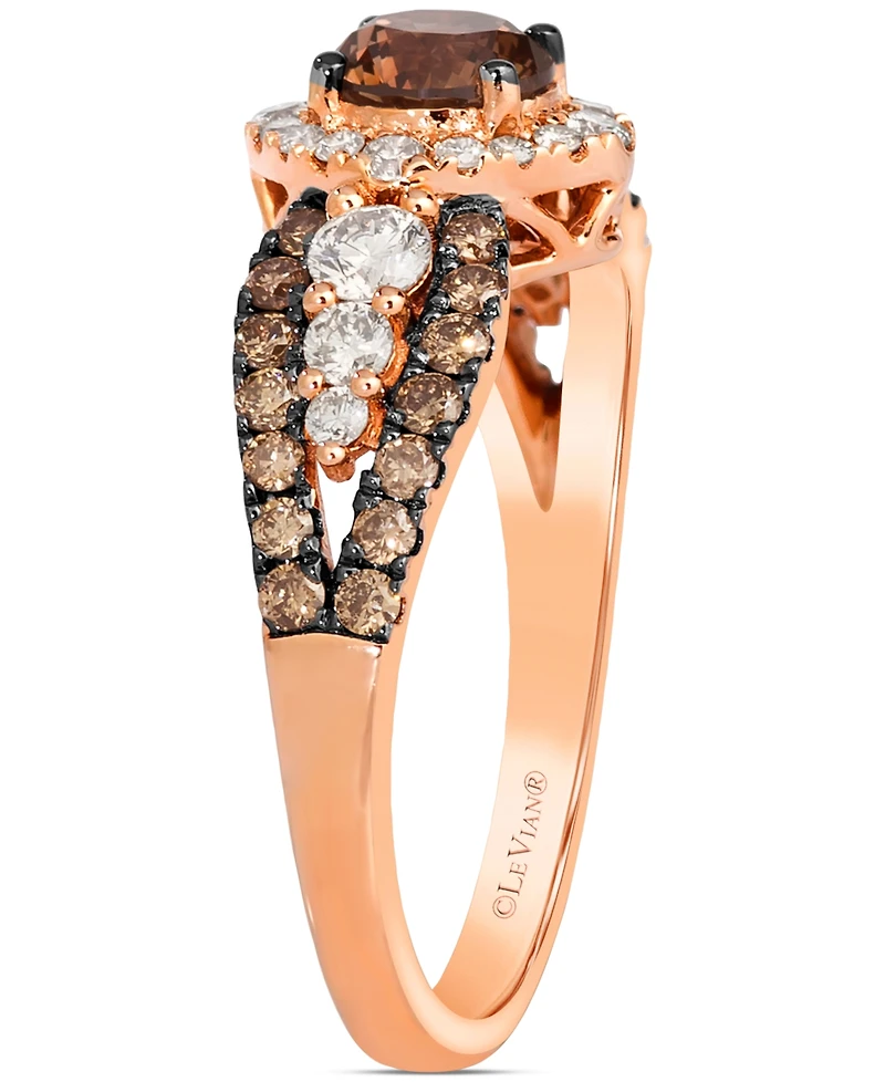 Le Vian Chocolate Diamond & Nude Diamond (1-1/2 ct. t.w.) Halo Ring in 14k Rose Gold