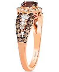 Le Vian Chocolate Diamond & Nude Diamond (1-1/2 ct. t.w.) Halo Ring in 14k Rose Gold