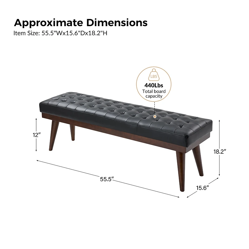 Terencio 55.5" Wide Bedroom Genuine Leather Bench