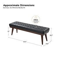Terencio 55.5" Wide Bedroom Genuine Leather Bench