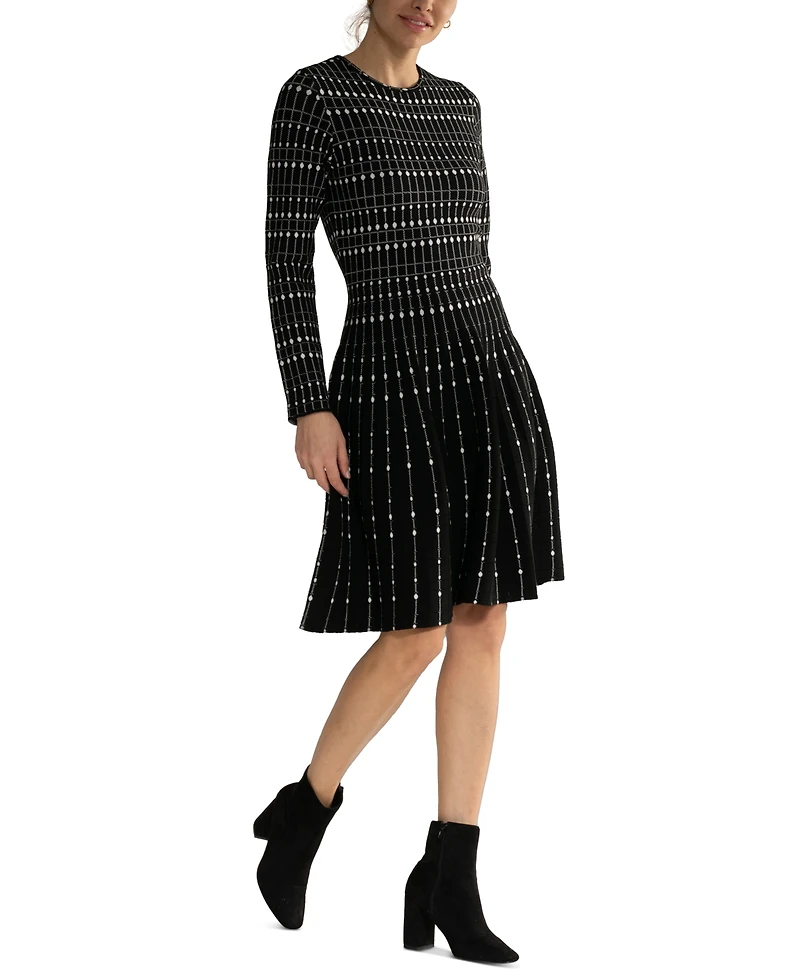 julia jordan Women's Geo-Print Pleated-Skirt Dress