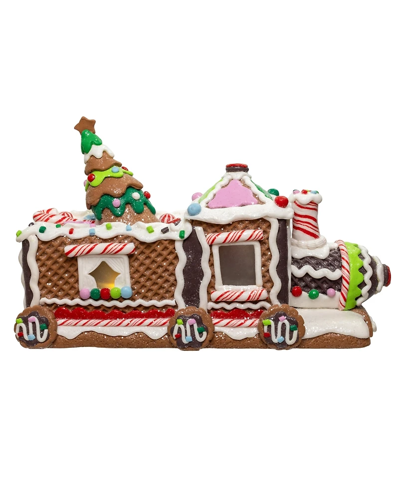 Kurt Adler 7-Inch Led Gingerbread Train with Tree Table Piece